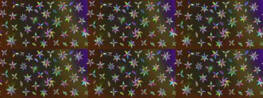 Dallı bahar çiçekleri ile desen, kahverengi ve gri renkler ile çiçek silueti. Raster deseni.