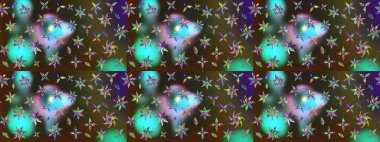 Renkli Yaz Temalı eskiz kalıbı. Raster Illustrasyon 'daki Çiçek Deseni' nin son moda çizimi. Düz Çiçek Elementleri Tasarımı. Yeşil ve kahverengi renkte çiçekler.