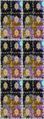 Çiçek deseni. Kahverengi ve bej renklerde altın elementler. Şık bir grafik desen. Kusursuz raster arka plan. Duvar kâğıdı barok, İspanyol kumaşı.