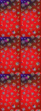 Kırmızı ve mor renklerde. Raster illüstrasyonu. Kırmızı ve mor renkte kırmızı ve mor papatyalar..