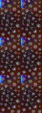 Raster illüstrasyonu. Küçük çiçekli yay deseni çiz. Suluboya tarzında kahverengi ve mor renkler üzerine.