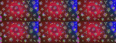 Düz Çiçek Elementleri Tasarımı. Renkli Bahar Teması eskiz kalıbı. Kırmızı ve kahverengi renkte çiçekler. Çiçek desenli eskiz, yaz çiçekleri..