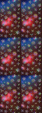 Renkli Yaz Temalı eskiz kalıbı. Sevimli çiçek raster deseni. Kahverengi ve mor renkli çiçekler. Düz Çiçek Elementleri Tasarımı.