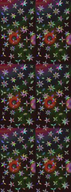 Raster deseni. Bahar çiçekleri dallı desen, çiçek siluetiyle renkler.