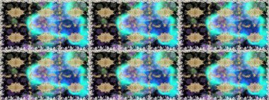 Şık bir grafik desen. Kusursuz raster arka plan. Kahverengi ve bej renklerde altın elementler. Çiçek deseni. Duvar kâğıdı barok, İspanyol kumaşı.