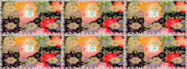 Şık bir grafik desen. Duvar kâğıdı barok, İspanyol kumaşı. Kahverengi ve bej renklerde altın elementler. Kusursuz raster arka plan. Çiçek deseni.