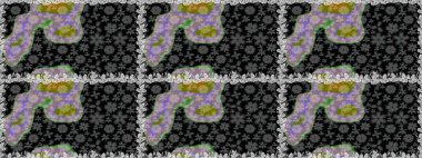 Çiçek deseni. Kusursuz raster arka plan. Duvar kâğıdı barok, İspanyol kumaşı. Kahverengi ve bej renklerde altın elementler. Şekil grafik deseni.
