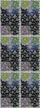 Gri ve siyah renkli yapraklı yabani çiçekler. Suluboya, elle çizilmiş. Raster illüstrasyonu. Kusursuz arkaplan deseni.