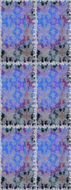 Raster illüstrasyonu. Gri ve mavi renklerde bahar çiçekleri. Raster çiçek desenli ve çiçekli..