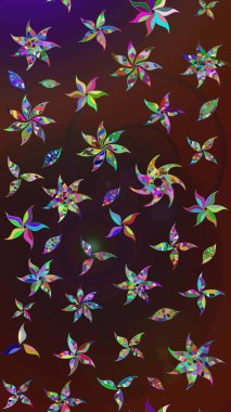 Çiçek arkaplan. Raster illüstrasyonu. Çiçek duvar kâğıdı. Kahverengi ve mor renkli şirin tekstil. Renkli çizim deseni.