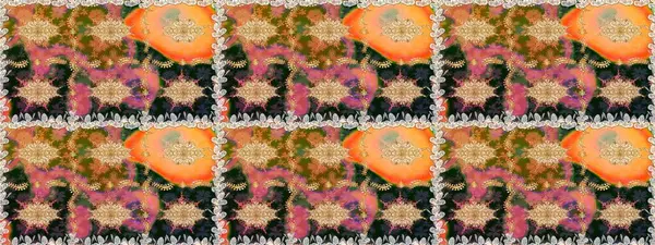 Şık bir grafik desen. Kusursuz raster arka plan. Çiçek deseni. Duvar kâğıdı barok, İspanyol kumaşı. Kahverengi ve bej renklerdeki altın elementler.