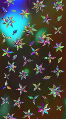 Kahverengi ve gri renkli çiçekler. Çiçek desenli eskiz, darbeler, sıçramalar, yaz çiçekleri. Raster illüstrasyonu.