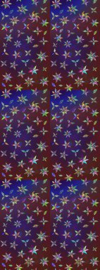 Çiçek duvar kağıdı. Hint süsü. Raster illüstrasyonu. Menekşe ve mor renkler üzerinde. Çizim kalıbı. Renkli süs kenarı.