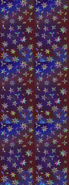 Raster illüstrasyonu. Mor ve mor renklere karalamalar çizilmiş çiçek deseni.