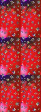 Suluboya çizim kalıbı. Çiçek izi. Suluboya tarzında kırmızı ve pembe renkte çiçekler.