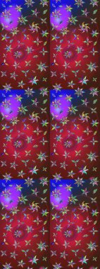 Renkli Bahar Teması eskiz kalıbı. Raster illüstrasyonu. Kırmızı ve kahverengi renkte zarif çiçekli suluboya. Düz Çiçek Elementleri Tasarımı.