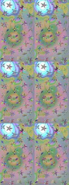 Raster illüstrasyonundaki çiçek desenli çizim. Düz Çiçek Elementleri Tasarımı. Güzel kumaş deseni. Renkli Bahar Teması çizim şablonu.