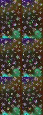 Raster illüstrasyonundaki çiçek desenli çizim. Kahverengi ve yeşil renkte çiçekler.