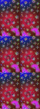 Küçük çiçekteki sevimli çiçek deseni. Kırmızı ve mavi renkte çiçekler. Raster illüstrasyonu.