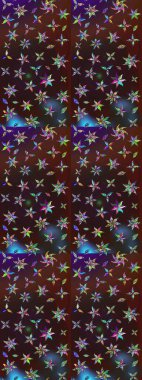 Çiçeksel kahverengi ve mor çizim deseni. Klasik taslak çizimi. Raster çiçek izi..