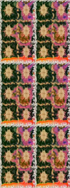 Kahverengi ve bej renklerde altın elementler. Duvar kâğıdı barok, İspanyol kumaşı. Çiçek deseni. Şık bir grafik desen. Kusursuz raster arkaplanı.