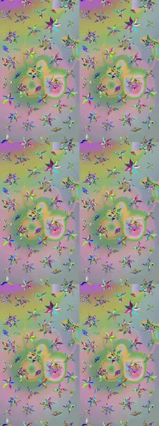 Raster illüstrasyonu. Tarafsız ve yeşil renklerde. Çiçek buketleriyle klasik tarzda eskiz deseni.