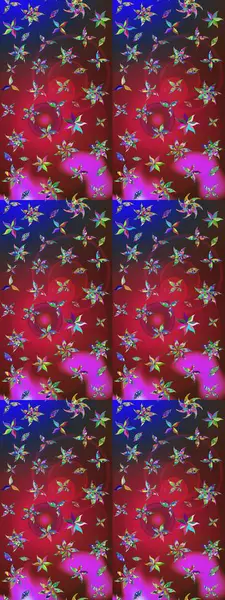 Küçük çiçekteki sevimli çiçek deseni. Kırmızı ve mavi renkte çiçekler. Raster illüstrasyonu.