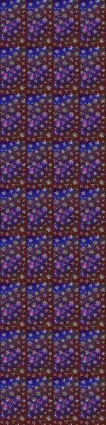 Üzerinde gelincikler ve vadi zambakları olan renkli çiçek desenli nakış deseni. Raster geleneksel çiçek buketi menekşe ve mor renkler tekstil tasarımı için.