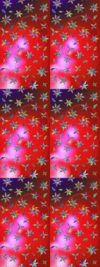 Kırmızı ve pembe renkli etnik çiçeklerle süslenmiş zarif bir eskiz şekli. Asya Tekstil 'inde Raster Çiçek İllüstrasyonu.