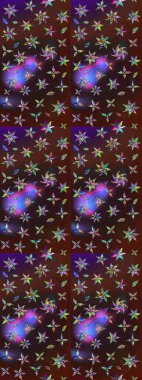 Çiçekli karalama şeklinde Raster çiçek deseni. Kahverengi ve mor renkli çiçekler. Yumuşak, yaz çiçekli arka plan.