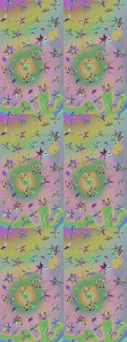 Raster Çiçek İllüstrasyonu güzel tekstil. Tarafsız ve yeşil renklerdeki etnik çiçeklerle zarif bir eskiz deseni..