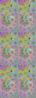 Vadinin çiçekleri tarafsız ve yeşil renklerde. Çiçeksel çizim kalıbının çizimi.