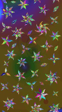 Raster düz çiçek çizim deseni. Hediye ambalaj kağıdı, tebrik kartları, posterler ve pankart tasarımı. Renkli çiçekler.