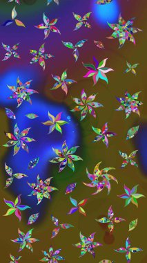 Düz Çiçek Elementleri Tasarımı. Sevimli çiçek raster deseni. Renkli çiçekler. Renkli Bahar Teması çizim şablonu.