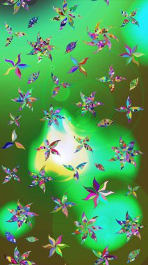 El çizimi çiçek unsurları olan soyut çizim raster deseni. 1950-1960 motifleri. Retro tekstil tasarım koleksiyonu. Açık. Çiçekli ipek eşarp..