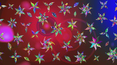 Kırmızı ve kahverengi renkli Asya tekstili. Raster illüstrasyonu. Çiçek desenini çiz.