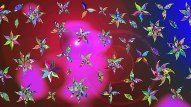 Parlak renkli fantezi çiçekleri, yapraklar, kırmızı ve kahverengi renkli tomurcuklar, kırmızı ve kahverengi. Suluboya el çizimi elementli çiçek çizimi deseni.