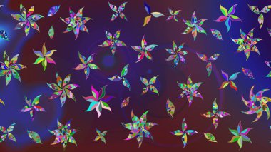 Çiçek deseni. Düz Çiçek Elementleri Tasarımı. Chichi 'nin kumaş kalıbını çiz. Raster illüstrasyonu. Renkli Bahar Teması çizim şablonu.