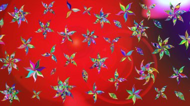 Kabile sanatı boho baskısı, klasik çiçek arkaplanı. Soyut etnik raster çizim kalıbı. Arkaplan dokusu, duvar kağıdı, kırmızı ve kahverengi renkli çiçek teması.