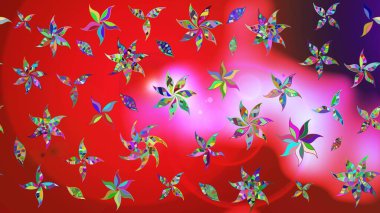 Gömlek, arka plan modelini çiz. Kırmızı ve pembe renkte çiçekler. Tropik çiçekler.