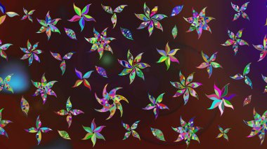 Vadinin çiçekleri kahverengi ve mor renklerde. Çiçekler. Soyut etnik raster çizim kalıbı.