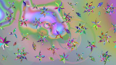 Düz Çiçek Elementleri Tasarımı. Raster. Renkli Bahar Teması çizim şablonu.