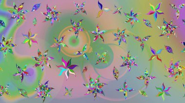 Moda baskıları için zarif bir şablon. Motley illüstrasyonu. Küçük çiçekte güzel bir desen. Küçük renkli çiçekler. Çiçekli bahar çiçekleri.