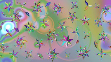 Klasik taslak çizimi. Raster çiçek izi. Çiçek nötr ve yeşil çizim deseni.