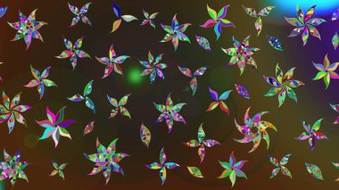 Halk tarzı. Modern çiçek arkaplanı. Moda baskıları için zarif bir şablon. Parlak renkli çiçekleri ve kahverengi ve gri renkte yaprakları olan harika bir çiçek deseni..