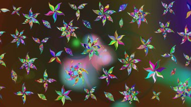 Çiçek duvar kâğıdı. Renkli çizim kalıbı. Kahverengi ve yeşil renkli şirin tekstil. Çiçek arkaplan. Raster illüstrasyonu.