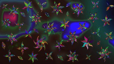 Raster illüstrasyonu. Gri ve yeşil renkli güzel bir tekstil. Suluboya çiçekli çiçek deseni.