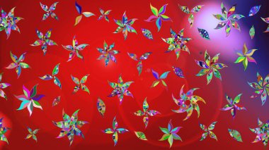 Kırmızı ve mor renkli çiçekler. Renkli Bahar temalı eskiz kalıbı. Düz Çiçek Elementleri Tasarım Raster illüstrasyonu. Çiçekli çiçek deseni, suluboya..