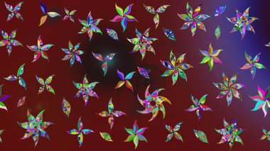 Küçük çiçekte hoş bir çiçek deseni var. Parlak çiçekli kırmızı ve kahverengi renkler üzerine soyut çizim deseni. Çiçek elementli zarif raster dokusu..