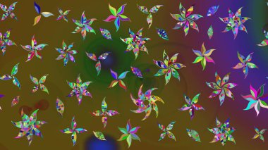 Renkli çiçekler. Raster düz çiçek çizim deseni. Tasarım hediye paketi, tebrik kartları, posterler ve afiş tasarımı.